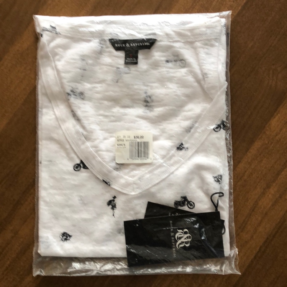 Rock & Republic Biker Rose NWT Burn Out Shirt
